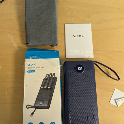VRURC Portable Charger Buile-in 4 Cables 10000mAh, SlimPower Bank, 5 Output 2 In