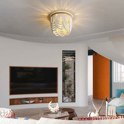 White Boho Light Fixture Boho Beaded Chandelier Boho Light Fixtures Ceiling Bead