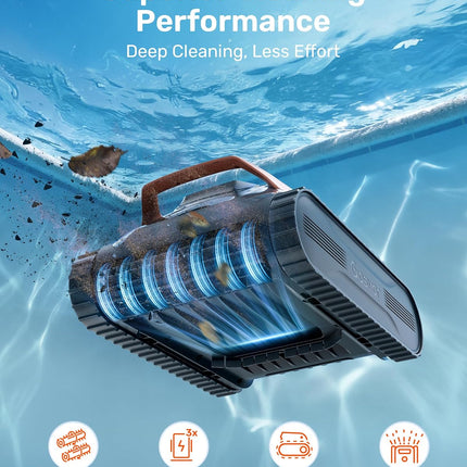 Gosvor LiteVac G1 Pool Vacuum Robot (2026), Wall, Waterline & Platform Cleaning, 200 Min Runtime, App Control, 15.2 lb