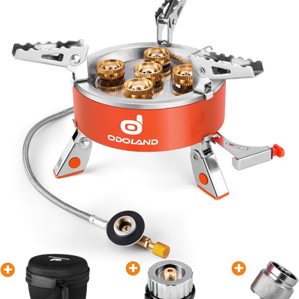 Odoland 9000W Camping Stove, Windproof Adjustable Lightweight Backpacking Gas St