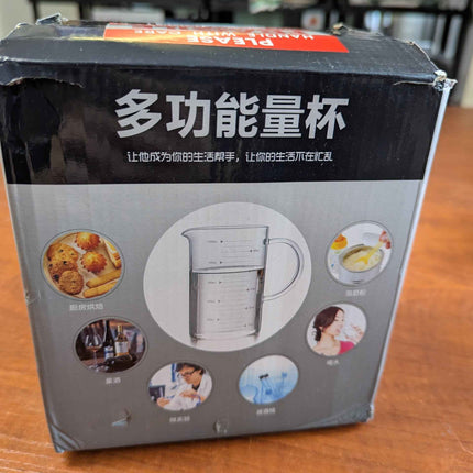 Measure Cup with Lid Scale, Heat Resistance Transparent Juice Milk Water Glass D