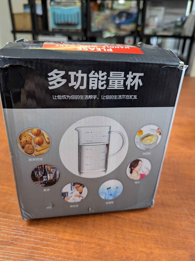 Measure Cup with Lid Scale, Heat Resistance Transparent Juice Milk Water Glass D