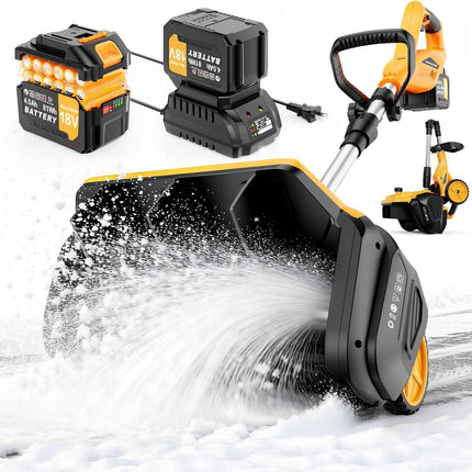 17-Inch Cordless Snow Shovel with Wheels, 9000mAh Brushless Electric Snow Blower
