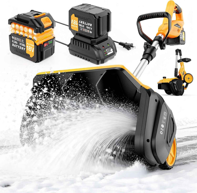 17-Inch Cordless Snow Shovel with Wheels, 9000mAh Brushless Electric Snow Blower