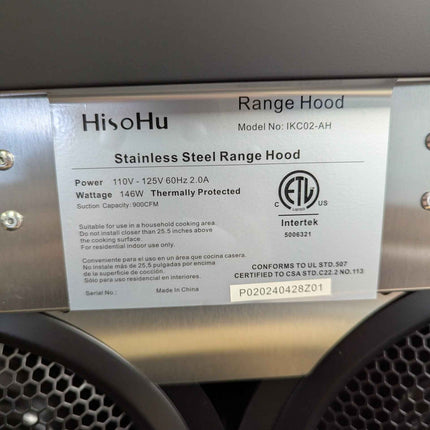 HisoHu 36 Inch Under Cabinet Range Hood with 900-CFM,4 Speed Gesture Sensing&Tou