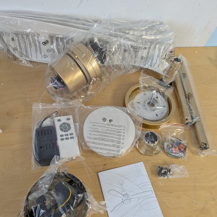 Forrovenco 52 Inch Ceiling Fan with Lights and Remote, White & Gold