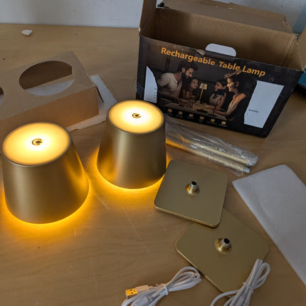 2 Pack Gold Rechargeable Table Lamps,Cordless Lamp with 6000mAh Battery Operated