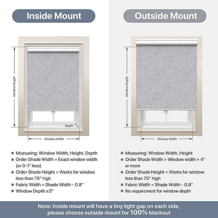 GENIMO 100% Blackout Roller Window Shades, Window Blinds Cordless with Thermal I