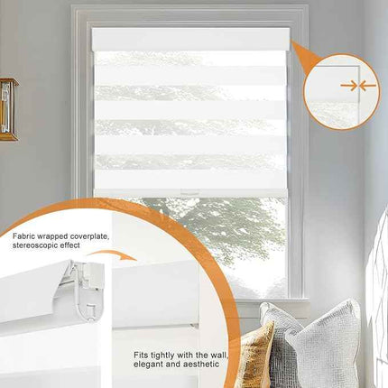 Persilux No Drill No Tool Zebra Blinds Light Filtering Dual Layer Privacy for Da