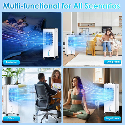 Portable Air Conditioner, 6L Water Tank with 3 Ice Packs, 3-in-1 Evaporative Coo