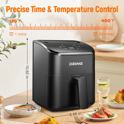 DEIME Air Fryer 3 Qt, Small Airfryer Digital Space Saving Compact, Bake, Reheat,
