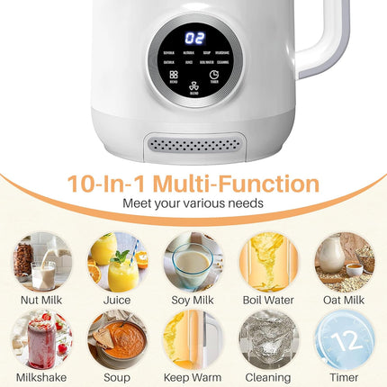 10-in-1 Nut Milk Maker, Electric Bean and Nut Milk Machine, 40oz Soy Milk Maker