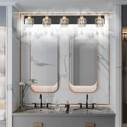 Aipsun Crystal Bathroom Vanity Light Black Bath Lighting Fixtures Modern Vanity