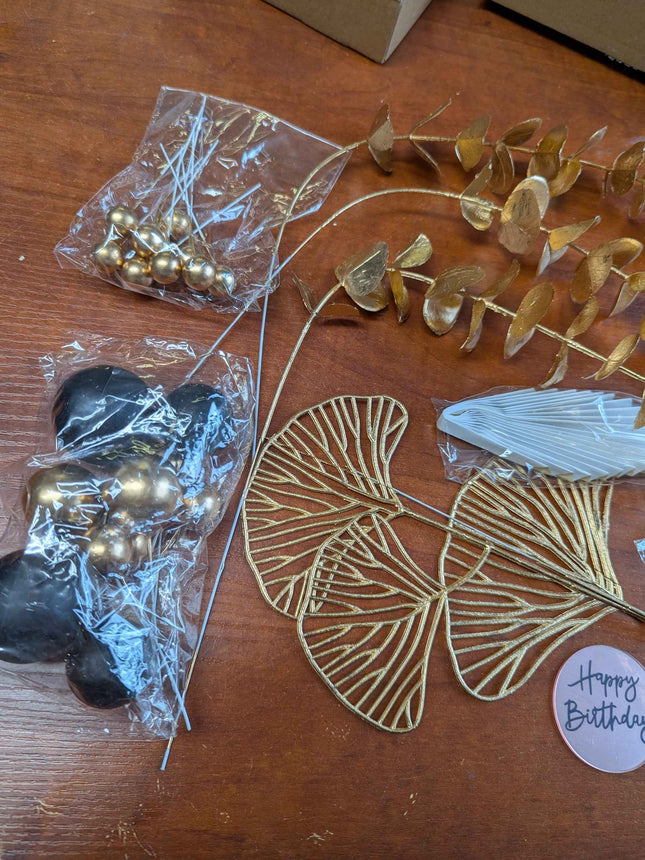 Gold color birthday party decorations leafs