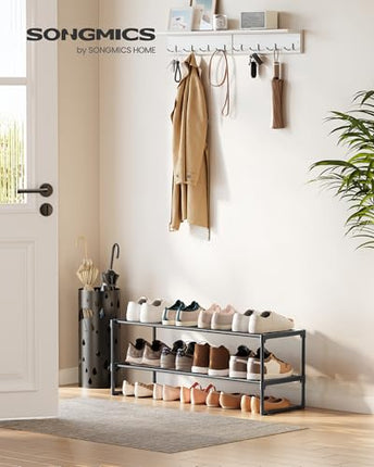 SONGMICS Shoe Rack, 2-Tier Shoe Organizer, Sturdy Storage Shelf, Upright or Upsi