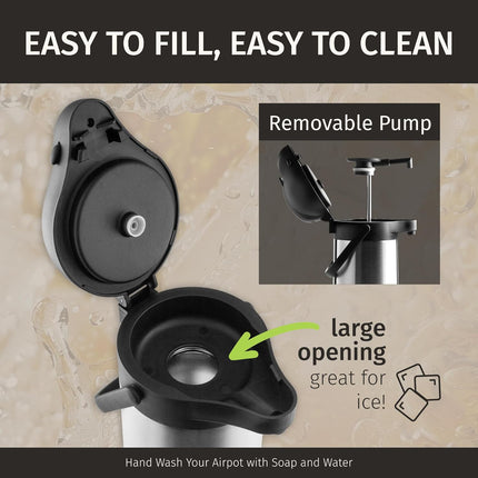 Thermal Coffee Carafe 74Oz, Keeps Coffee Hot for 12Hrs & Cold for 24Hrs, Stainle