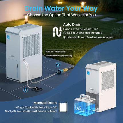 3000 Sq. Ft Energy Star Dehumidifiers for Basements,Vellgoo Max ep Pint/D Dehumi
