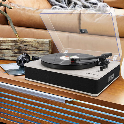 LP&NO.1 Record Player Wireless Turntable with Built-in Speakers and USB Play&Rec