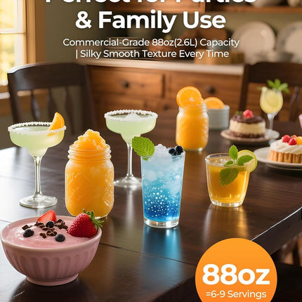 Fesoiu 88 oz Professional Slushie Machine with Self-Cleaning, 3 Preset Programs & 10 Texture Levels, Home Bar
