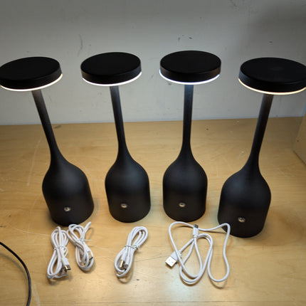 YINDUZ Cordless Table Lamps Set of 4 Black - 3CCT Stepless Dimming, Portable & W