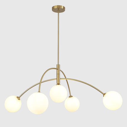 Fulesi Contemporary Gold Ceiling Light 5-Light Glass Globe Lights Mid Century Mo