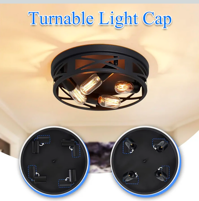 Flush Mount Ceiling Light Fixture,14 inch 4-Light Ceiling Light Fixture for Hall