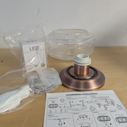 KnLnny Ware Bronze Flush Mount Ceiling Light with Classical Glass Shade, Ceiling