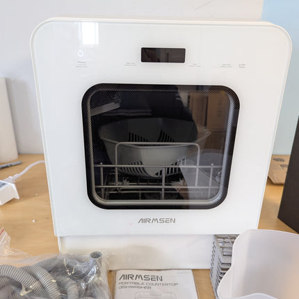 AIRMSEN Narrow Countertop Dishwasher with 5L Water Tank, Portable Dishwasher wit