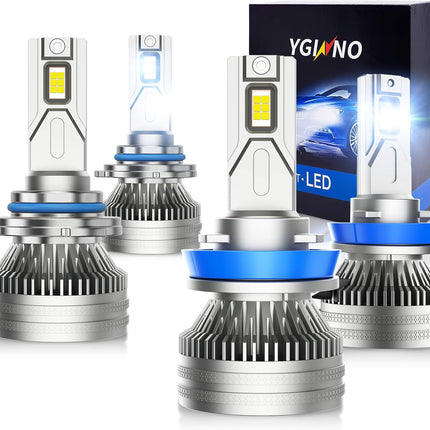 YGINNO 2023 Upgraded 9005 H11 LED Headlight Bulbs Combo,40000 Lumens 600% bright