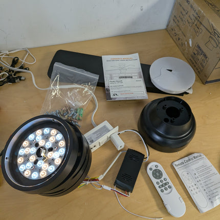 FAULTY Black Ceiling Fans with Lights - 46" Flush Mount Ceiling Fan with Remote