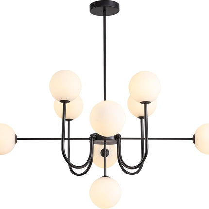 Mid Century Chandelier,Modern Sputnik Globe Chandelier,Black Chandeliers for Din