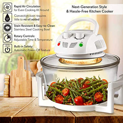 NutriChef Air Fryer, Halogen Infrared Convection Oven - Large 13 Quart Glass Air