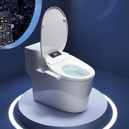 WLJBIDET O7L-1V Elongated Bidet Toilet Seat with Warm Water Wash, Air Drying, Heated Seat, Side Panel & Nightlight