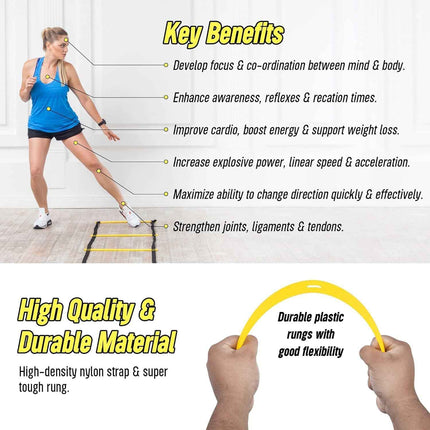 LYKAN FIT 20ft Agility Ladder Speed Training Equipment, Speed Ladder Agility Lad