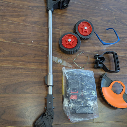FISIYINDZ Cordless Electric Weed Wacker 21V with 2x 2000mAh Batteries, 3-in-1 Grass Trimmer & Edger (Only 1 Steel Blade)