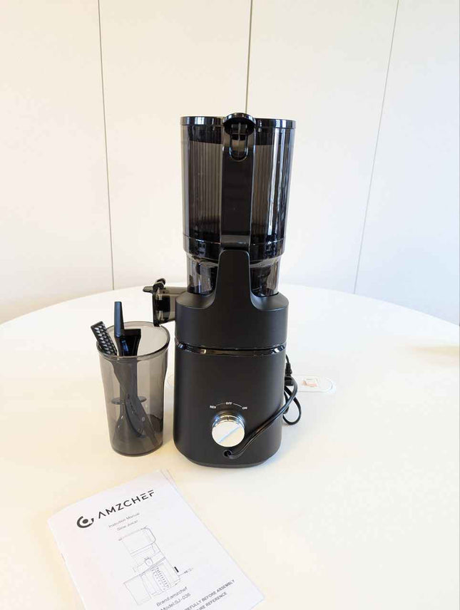 AMZCHEF 5.3 Inch Automatic Juicer Machine, Cold Press Juicer for Whole Fruits an