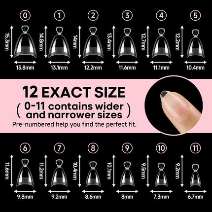 UNA GELLA Almond Shape Nail Tips Short: 504pcs Half Cover Almond Tips | Half Mat