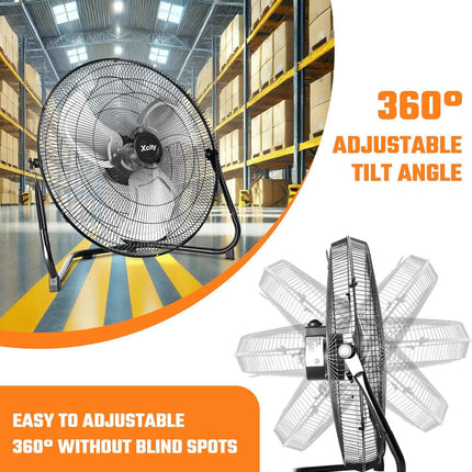 Xcity 18-Inch Metal Floor Fan, High Velocity 4000 CFM Industrial Fan, 3-Speed &