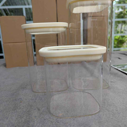 CozNido 12pcs Square Pantry Glass Jars with Clear Airtight Lids Kitchen Canister