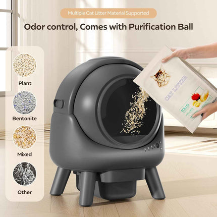 Beokeo Self-Cleaning Litter Box for Multiple Cats, Smart App-Controlled with Hea