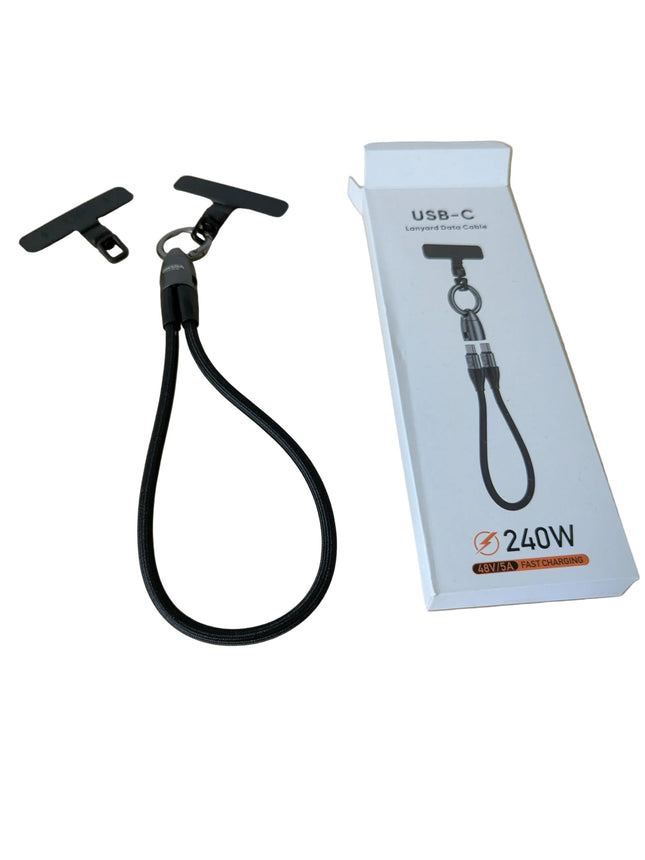 Adjustable Phone Chain Powerful 240W USB C Cable Phone Lanyard for Fast Charging