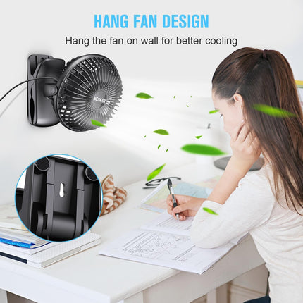 BESKAR USB Powered Clip on Fan, Portable Small Fan with Cord, 3 Speeds