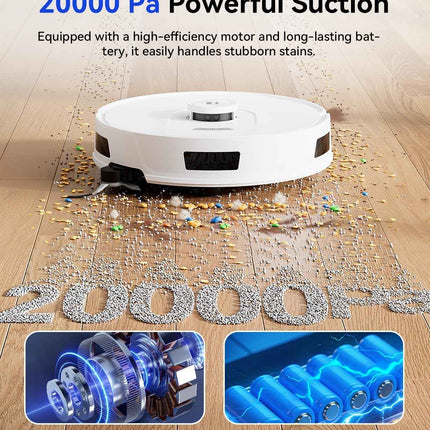 Redroad Robot Vacuum Cleaner 20,000Pa Robot Vacuum Mop,120 Day Self Emptying Vac