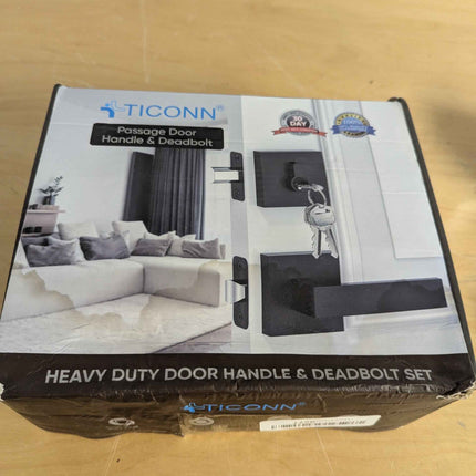 TICONN Matte Black Door Handle Heavy Duty, Reversible Square Door Lever for Bedr