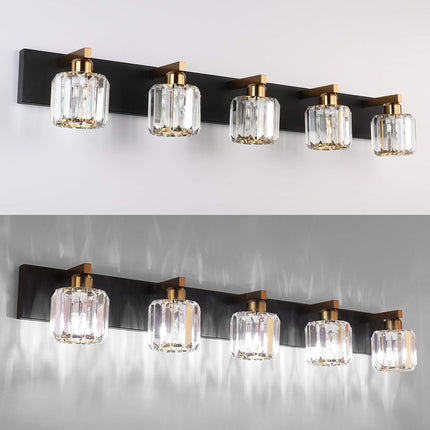 Aipsun Crystal Bathroom Vanity Light Black Bath Lighting Fixtures Modern Vanity