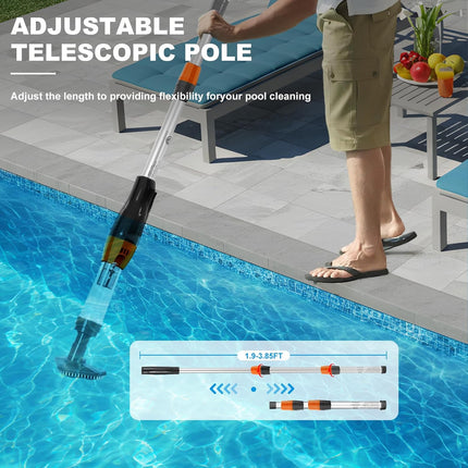 YSMJ 1814 3-in-1 Cordless Rechargeable Pool Vacuum, Lightweight Handheld Cleaner for Above Ground Pools & Spas