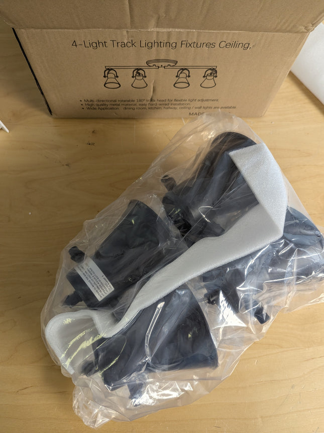 KEESFU 4-Light Track Lighting Kit,Black Semi Flush Mount Ceiling Light with 4 Ro