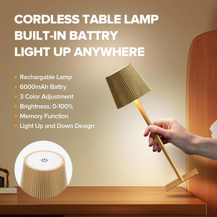 LUTEC 4 Pack Cordless Table Lamp,6000mAh Rechargeable Battery Operated Desk Lamp