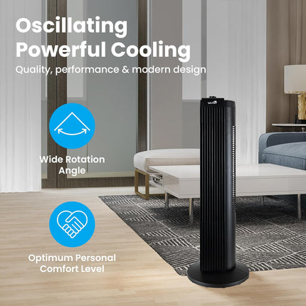 Senville 27" Standing Fan for Bedroom and Home with 60° Oscillation, 3 Speed, Co