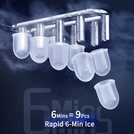 ecozy Portable Ice Maker Countertop, 9 Cubes Ready in 6 Mins, 26.5 lbs in 24 Hou